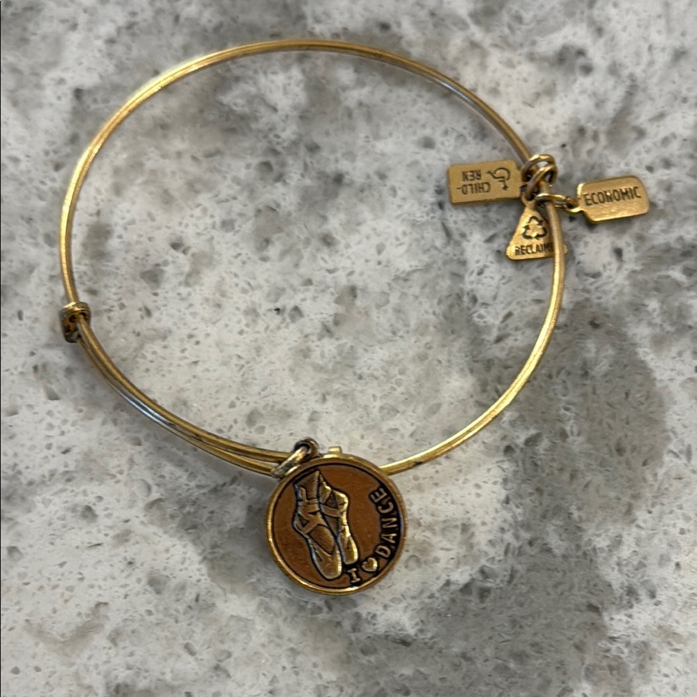 Wind & Fire Gold Tone Bangle Bracelet with Charms